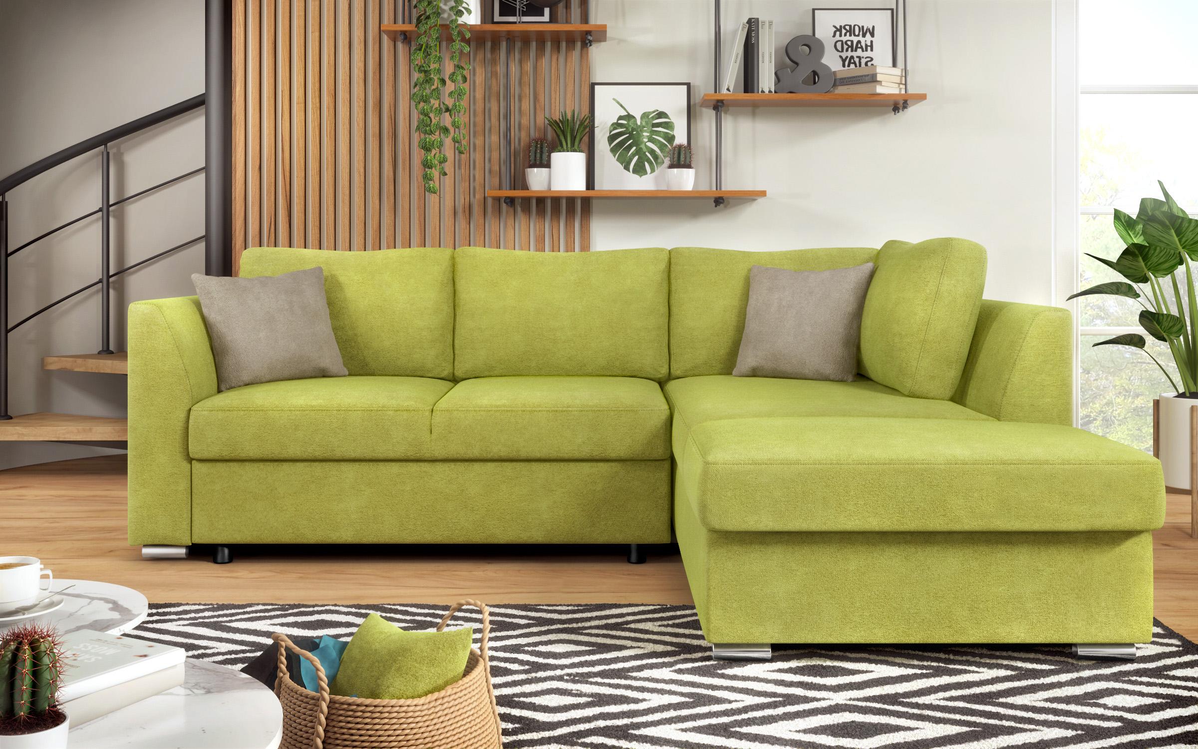 Γωνιακός καναπές – κρεβάτι Toskana S, πράσινο + ανοιχτό καφέ  1
